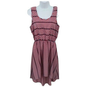 Cherish High-Low  Midi Dress, Sleeveless, Red/Gray L